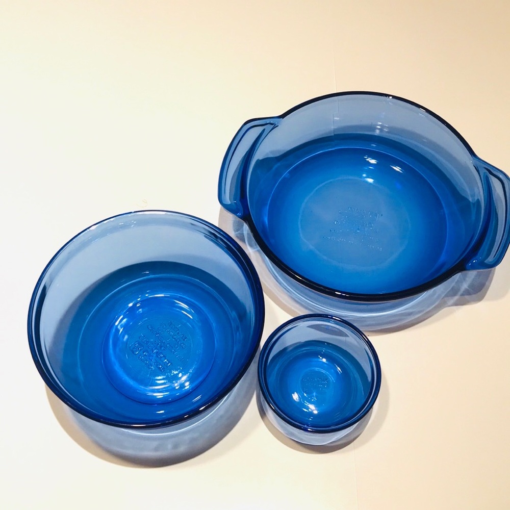 Lot Vintage Anchor Ovenware Cobalt Blue Wares